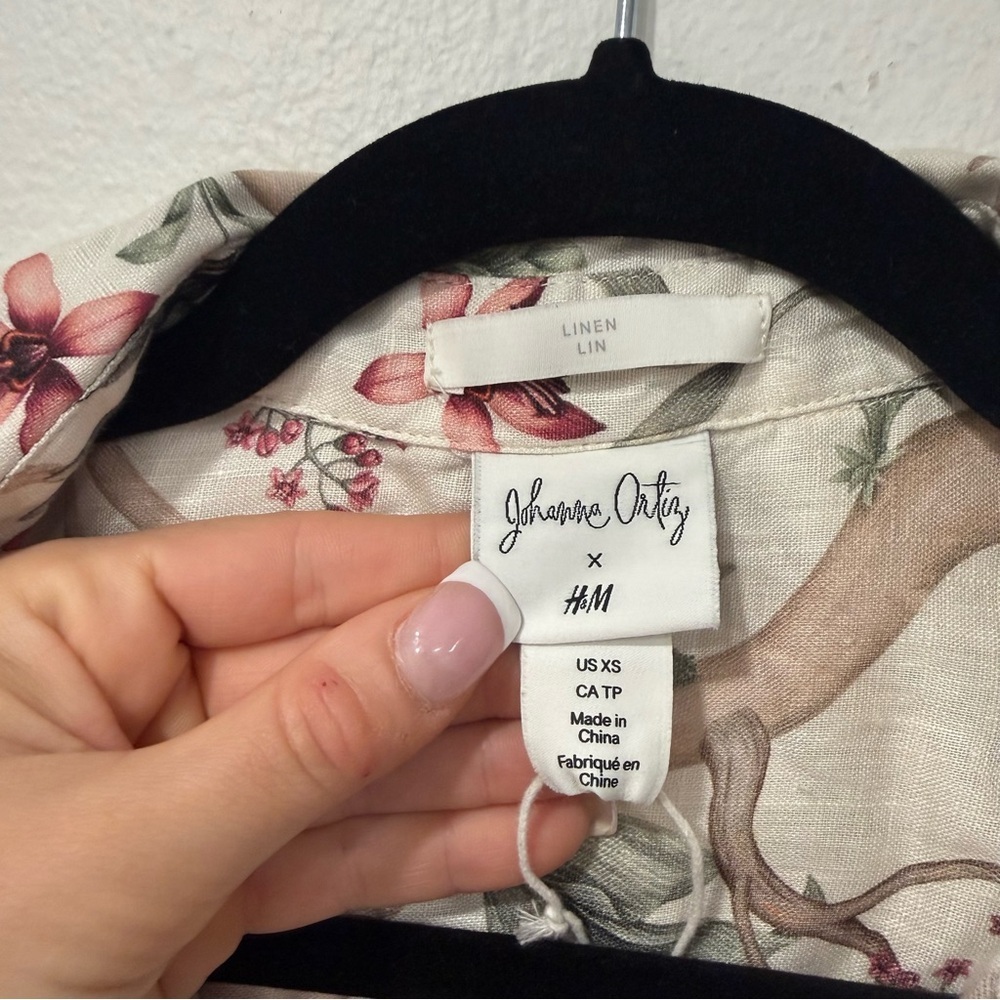 Johanna Ortiz x H&M White Orchid Floral Linen Shirt Dress XS - Picture 4 of 9